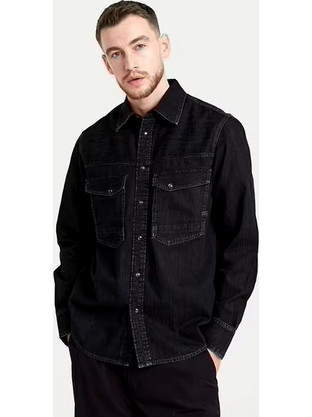 G-Star RAW Ανδρικό Πουκάμισο Τζιν Μακρυμάνικο Κανονική Γραμμή Μαύρο D23616-D540-G865