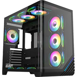 Armaggeddon Aquaron X-Curve Giga 10 Black Gaming Mini Tower Κουτί Υπολογιστή RGB με Πλαϊνό Παράθυρο