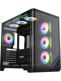 Armaggeddon Aquaron X-Curve Giga 10 Black Gaming Mini Tower Κουτί Υπολογιστή RGB με Πλαϊνό Παράθυρο