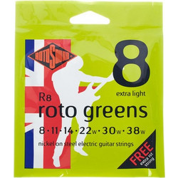 Rotosound Roto Greens R8 Σετ 6 Χορδές Ηλεκτρικής Κιθάρας Nickel Plated Steel 8-38" Extra Light Tension