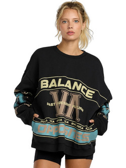 RVCA Puck It Γυναικείο Φούτερ Oversized με Τσέπες Μαύρο 23WS463501-BLK