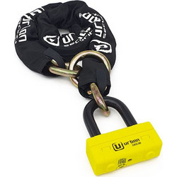 Urban UR74120L Αντικλεπτική Αλυσίδα Μηχανής με Κλειδαριά 120cm 13.5mm Μαύρη Κίτρινη