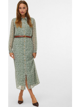 Vero Moda Midi Καθημερινό Φόρεμα Σεμιζιέ Πράσινο 10339422