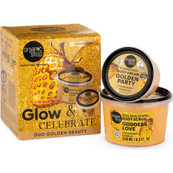 Natura Siberica Organic Shop Glow & Celebrate Golden Shine Body Scrub 250ml + Shimmering Body Cream 100ml