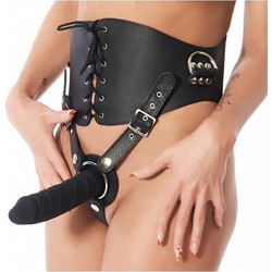 Rimba Corset with Latex Harness Strap On με Dildo Μαύρο R7645.6