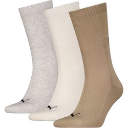Puma Ανδρικές Κάλτσες Ψηλές Μπεζ Γκρι Ταμπά 3Pack 938372-23