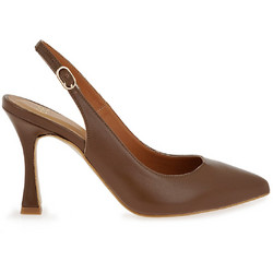 Exe Γόβες Slingback Δερμάτινες με Λεπτό Ψηλό Τακούνι Καφέ W416J3695-136