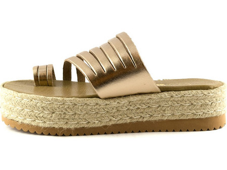Love4shoes Καλοκαιρινές Γυναικείες Πλατφόρμες Χαμηλές Μπρονζέ 7-17