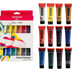 Royal Talens Amsterdam Σετ Ακρυλικά Χρώματα Ζωγραφικής 20ml 12τμχ