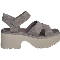 UGG New Heights Γυναικεία Πέδιλα Suede Ανθρακί με Χοντρό Χαμηλό Τακούνι 1167475-DNSS
