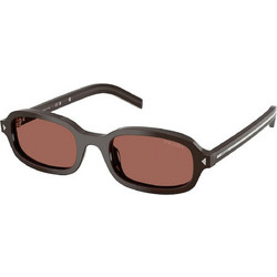 Prada PR06S 27I20W Ανδρικά Γυαλιά Ηλίου Ορθογώνια Κοκάλινα Μαύρα με Καφέ Φακό