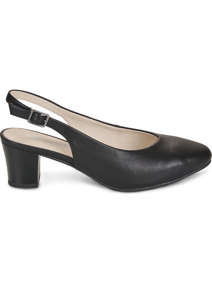 Rieker Γόβες Slingback Δερμάτινες με Χοντρό Χαμηλό Τακούνι Μαύρες 44651-00