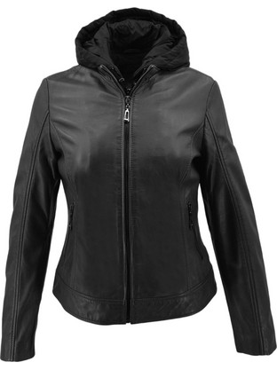 Leather 100 Γυναικείο Μπουφάν Χειμωνιάτικο Δερμάτινο Κοντό Μαύρο 08-W-KATE-EX