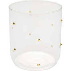 Kare Design Ποτήρι Νερού Γυάλινo Dots Διαφανές Χρυσό 305ml