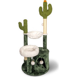 Glee Double Cactus Γατόδεντρο με Ονυχοδρόμιο 3 Επιπέδων Πράσινο 49x49x125cm