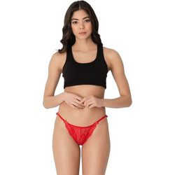 Cottonhill Γυναικείο Sexy String με Δαντέλα Κόκκινο CH5102