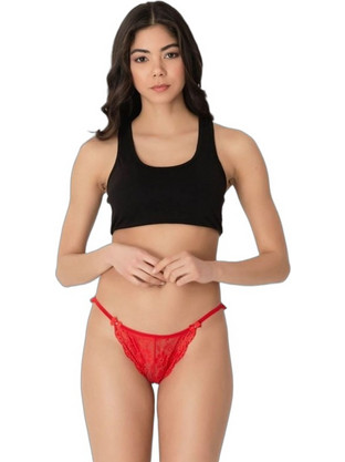 Cottonhill Γυναικείο Sexy String με Δαντέλα Κόκκινο CH5102