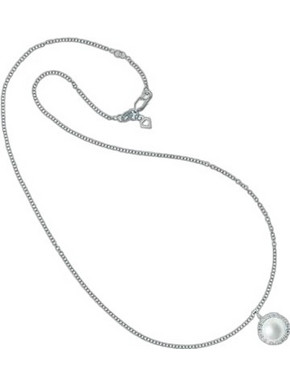 Diamonfire Γυναικείο Κολιέ Ροζέτα από Ασήμι 925 με Ζιργκόν & Πέρλα 131373109845