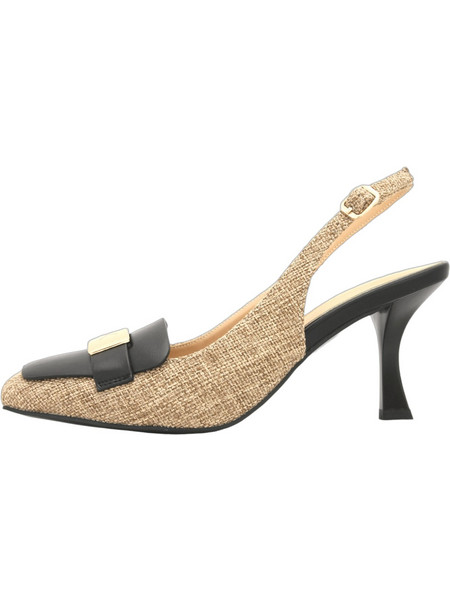 Gianna Kazakou Gallena Γόβες Slingback Δερμάτινες με Λεπτό Ψηλό Τακούνι Μπεζ AM7961.D1600T234.PDS