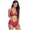 FMS Σετ Sexy Εσώρουχα See Through με Δαντέλα Κόκκινα E195033-013