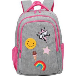 Lyc Sac Wow Girls Σχολική Τσάντα Πλάτης Δημοτικού Γκρι 04126