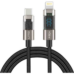 Lito LD09CL Braided LED USB-C to Lightning Cable 36W 1.2m Black