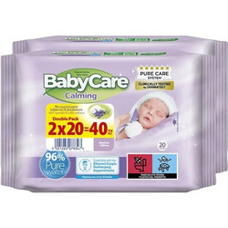 BabyCare Calming Μωρομάντηλα Χωρίς Οινόπνευμα & Parabens με Λεβάντα 16x40τμχ
