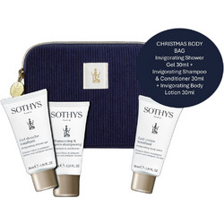Sothys Invigorating Shower Gel 30ml + Invigorating Shampoo & Conditioner 30ml + Invigorating Body Lotion 30ml + Pouch