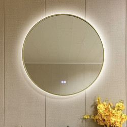 Inter Ceramic Στρογγυλός Καθρέπτης Μπάνιου Led Αντιθαμβωτικός Αφής Μεταλλικός Brush ICL 1855/80