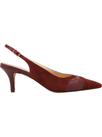 Haralas Γόβες Suede Slingback με Τακούνι Στιλέτο Μπορντό 12480073