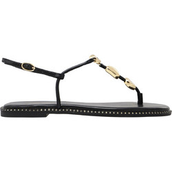 Nine West DERIKA3 Δερμάτινα Γυναικεία Σανδάλια Μαύρα 01-001