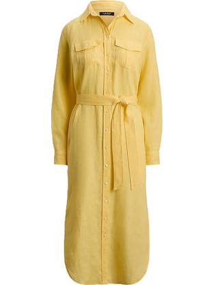 Lauren Ralph Lauren Midi Καλοκαιρινό Καθημερινό Φόρεμα Σεμιζιέ Λινό Κίτρινο 200P13684005