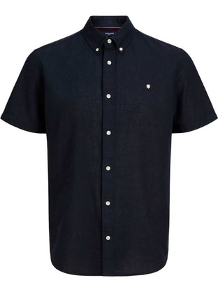 Jack & Jones Ανδρικό Πουκάμισο Βαμβακερό Κοντομάνικο Κανονική Γραμμή Navy Μπλε 12295803