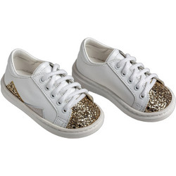 Everkid Βαπτιστικά Sneakers για Κορίτσι Δερμάτινα Ανατομικά Λευκά Χρυσά K575X