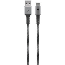 Goobay 49296 Braided USB-A to USB-C 60W 1m Grey Silver