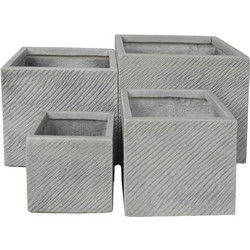 B2BMarkt Gardener Σετ Γλάστρες Τετράγωνες Fiberclay Γκρι 37x37x32cm 4τμχ HM4730