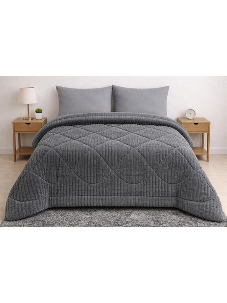 Cosmin Κουβερτοπάπλωμα Υπέρδιπλο 220x240 Rabbit Velvet Dark Grey 4000562