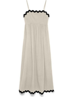 Vero Moda Maxi Καλοκαιρινό Καθημερινό Φόρεμα Μπεζ 10341317