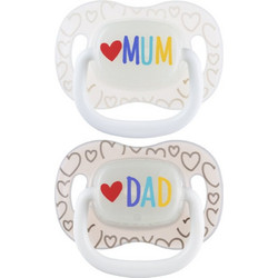 Canpol Babies Mum & Dad Ορθοδοντικές Πιπίλες Σιλικόνης 0-6m Λευκές 2τμχ