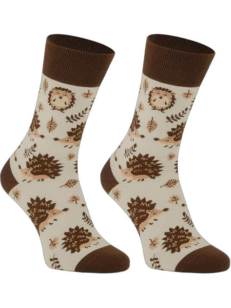 Kylie Crazy Cozy Hedgehog Ανδρικές Κάλτσες Ψηλές με Σχέδια Μπεζ Πορτοκαλί