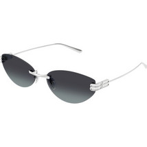 Balenciaga BB0486S 002 Ανδρικά Γυαλιά Ηλίου Οβάλ Μεταλλικά Ασημί με Μαύρο Φακό