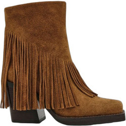 Steve Madden Pia Γυναικεία Μποτάκια Cowgirl Suede Καφέ με Χοντρό Ψηλό Τακούνι 11004805