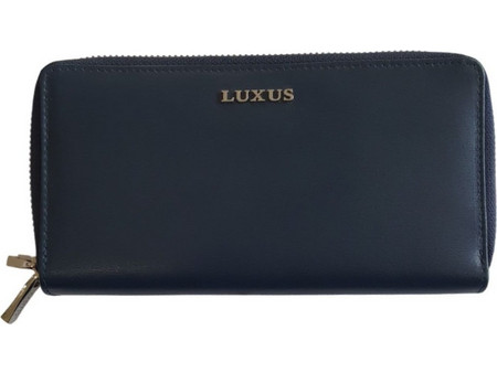 Luxus Μεγάλο Δερμάτινο Γυναικείο Πορτοφόλι με Φερμουάρ Μαύρο