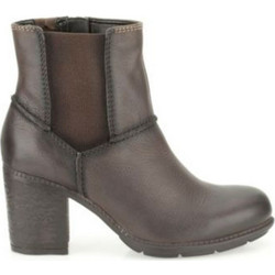 Clarks Γυναικεία Μποτάκια Chelsea Δερμάτινα Σοκολατί με Χοντρό Ψηλό Τακούνι 261027934