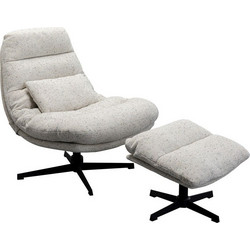Kare Design Πολυθρόνα με Υποπόδιο Περιστρεφόμενη Γκρι Stool Columbia