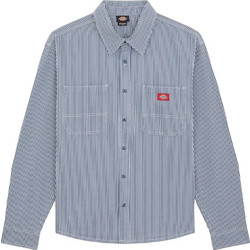 Dickies Ανδρικό Πουκάμισο Βαμβακερό Ριγέ Μακρυμάνικο Κανονική Γραμμή Μπλε DK0A889SRI21