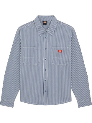 Dickies Ανδρικό Πουκάμισο Βαμβακερό Ριγέ Μακρυμάνικο Κανονική Γραμμή Μπλε DK0A889SRI21