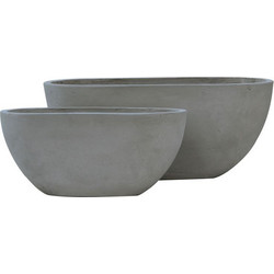 Woodwell Σετ Γλάστρες Οβάλ Fiberglass Γκρι 76x34x32cm 2τμχ Ε6303,S