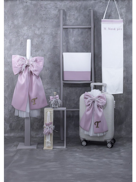 Loukia Σετ Βάπτισης με Βαλίτσα για Κορίτσι Chic Bow ΣΒ-Λ-741-26