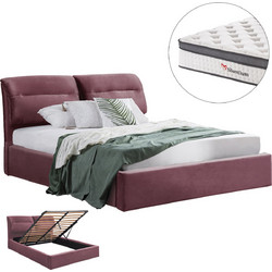 HomeMarkt Kendra Κρεβάτι Υπέρδιπλο Υφασμάτινο με Αποθηκευτικό Χώρο Στρώμα & Μηχανισμό Ανύψωσης 160x200cm HM10809.02